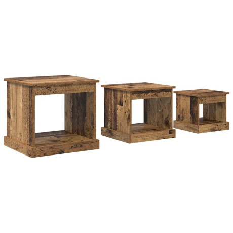 vidaXL Salontafel 3 pcs Oud Hout Bewerkt hout afbeelding2 - 1