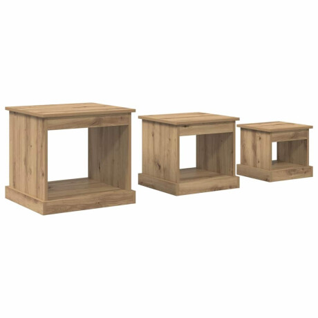 vidaXL Salontafel 3 pcs Artisan Eiken Bewerkt hout afbeelding2 - 1