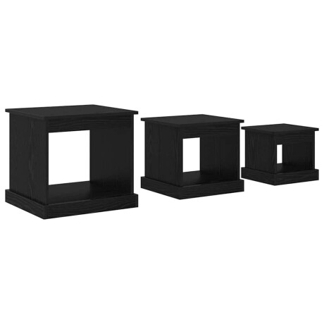 vidaXL Salontafel 3 pcs Zwart Eiken Bewerkt hout afbeelding2 - 1