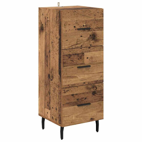vidaXL Dressoir met lade Oud hout 34 x 34.5 x 90 cm Bewerkt hout afbeelding2 - 1