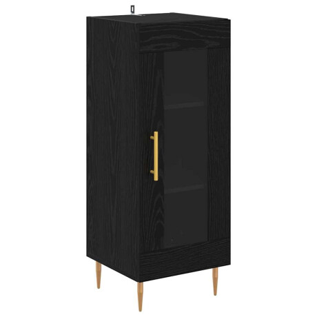 vidaXL Dressoir Zwart eiken 34 x 34.5 x 90 cm Bewerkt hout afbeelding2 - 1