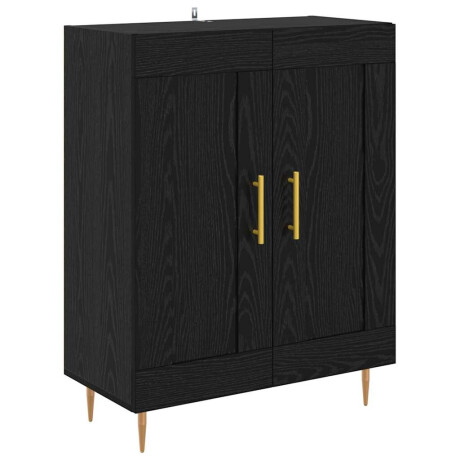 vidaXL Dressoir Zwart Eiken 69,5 x 34 x 90 cm Gemonteerd hout en ijzer afbeelding2 - 1