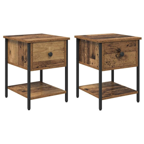 vidaXL Nachtkastje 2 pcs Oudhout 34 x 35,5 x 45 cm Bewerkt hout afbeelding2 - 1