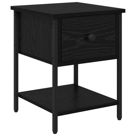 vidaXL Nachtkastje met lade Zwart Eiken 34 x 35,5 x 45 cm Bewerkt hout afbeelding2 - 1