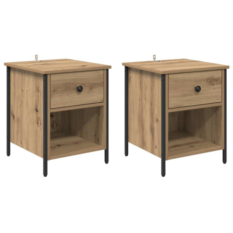 vidaXL Nachtkastje 2 pcs Artisan Eiken 40 x 42 x 50 cm Bewerkt hout afbeelding2 - 1