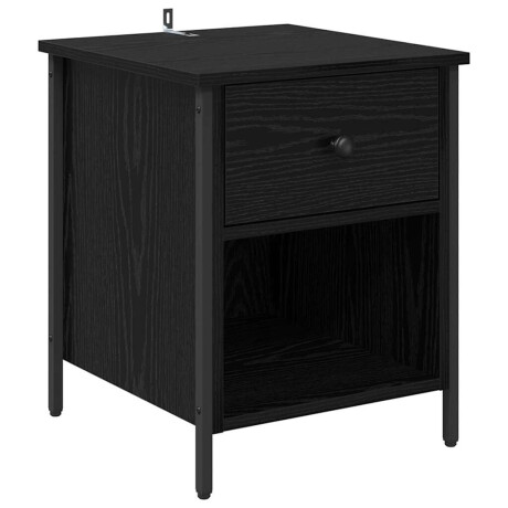 vidaXL Nachtkastje met lade Zwart Eiken 40 x 42 x 50 cm Bewerkt hout afbeelding2 - 1