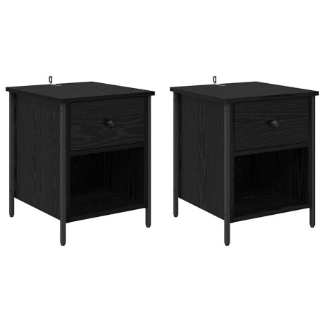 vidaXL Nachtkastje 2 pcs Zwart Eiken 40 x 42 x 50 cm Bewerkt hout afbeelding2 - 1
