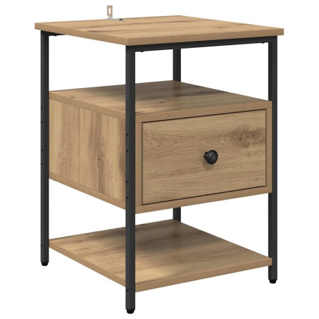 vidaXL Nachtkastje met lade Artisan Eiken 40 x 42 x 56 cm Bewerkt hout afbeelding2 - 1
