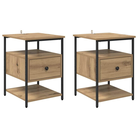 vidaXL Nachtkastje 2 pcs Artisan Eiken 40 x 42 x 56 cm Bewerkt hout afbeelding2 - 1