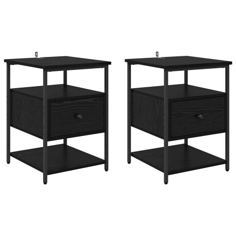 vidaXL Nachtkastje 2 pcs Zwart Eiken 40 x 42 x 56 cm Bewerkt hout afbeelding2 - 1