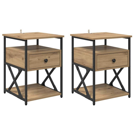 vidaXL Nachtkastje 2 pcs Artisan Eiken 40 x 42 x 55 cm Bewerkt hout afbeelding2 - 1