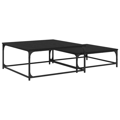 vidaXL Salontafel 2 pcs Zwart Eiken Bewerkt hout afbeelding2 - 1