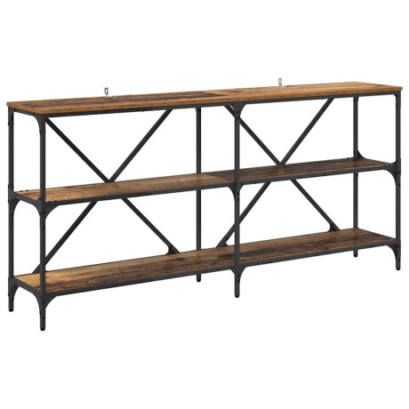 vidaXL Wandtafel met plank Oud Hout 160 x 30 x 75 cm Bewerkt hout afbeelding2 - 1