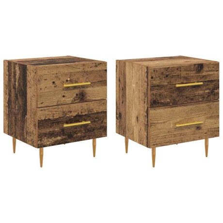 vidaXL Nachtkastje 2 pcs Oud Hout 40 x 35 x 47,5 cm Bewerkt hout afbeelding2 - 1