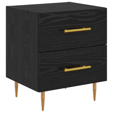 vidaXL Nachtkastje met lade Zwart Eiken 40 x 35 x 47,5 cm Bewerkt hout afbeelding2 - 1