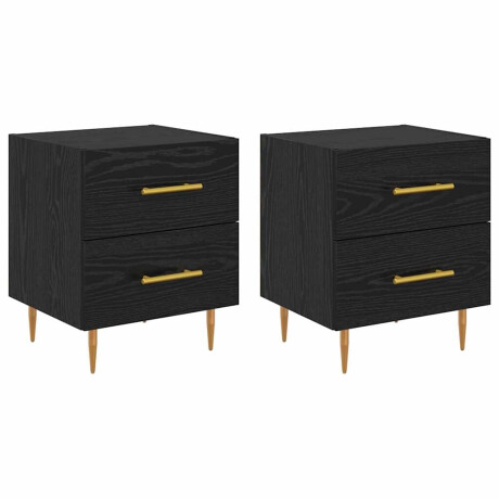 vidaXL Nachtkastje 2 pcs Zwart Eiken 40 x 35 x 47,5 cm Bewerkt hout afbeelding2 - 1