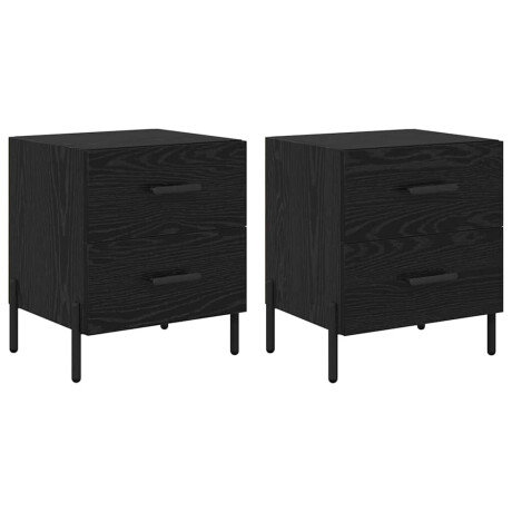 vidaXL Nachtkastje 2 pcs Zwart Eiken 40 x 35 x 47,5 cm Bewerkt hout afbeelding2 - 1