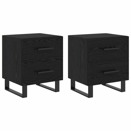 vidaXL Bedside kasten 2 pcs Zwart eiken 40 x 35 x 47,5 cm Bewerkt hout afbeelding2 - 1