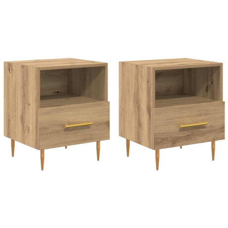 vidaXL Nachtkastje met lade 2 pcs Bruin 40 x 35 x 47,5 cm Bewerkt hout afbeelding2 - 1