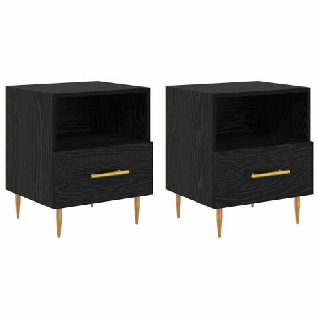 vidaXL Nachtkastje met lade 2 pcs Zwart 40 x 35 x 47,5 cm Bewerkt hout afbeelding2 - 1
