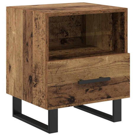 vidaXL Nachtkastje met lade Oudhout 40 x 35 x 47,5 cm Bewerkt hout afbeelding2 - 1