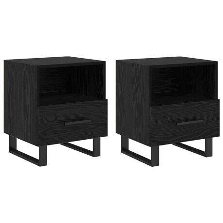 vidaXL Nachtkastje 2 pcs Zwart Eiken 40 x 35 x 47,5 cm Bewerkt hout afbeelding2 - 1