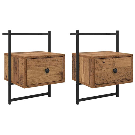 vidaXL Nachtkastje met lade 2 pcs Oudhout 35 x 30 x 51 cm Bewerkt hout afbeelding2 - 1