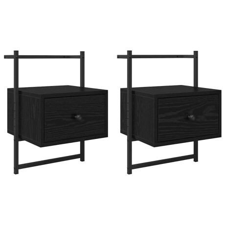 vidaXL Nachtkastje 2 pcs Zwart Eiken 35 x 30 x 51 cm Bewerkt hout afbeelding2 - 1