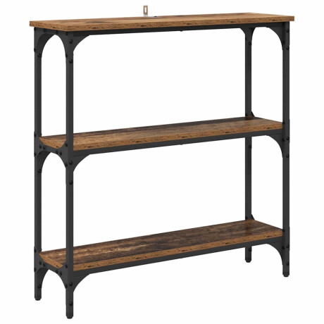 vidaXL Wandtafel Oud hout 75 x 22.5 x 75 cm Engineered hout en metaal afbeelding2 - 1