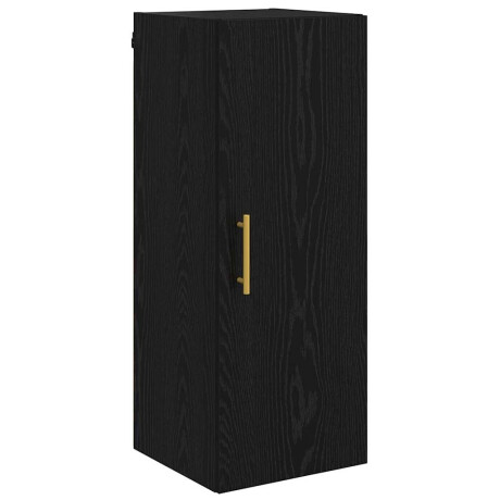vidaXL Wandkast Zwart Eiken 34,5 x 34 x 90 cm Bewerkt hout afbeelding2 - 1