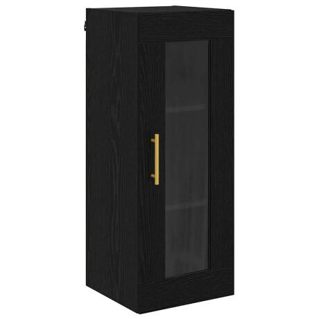vidaXL Wandkast Zwart Eiken 34,5 x 34 x 90 cm Geengineerd Hout en Glas afbeelding2 - 1