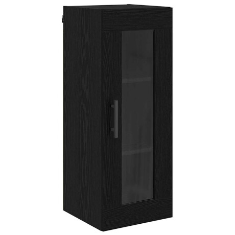 vidaXL Wandkast Zwart Eiken 34,5 x 34 x 90 cm Geengineerd Hout en Glas afbeelding2 - 1