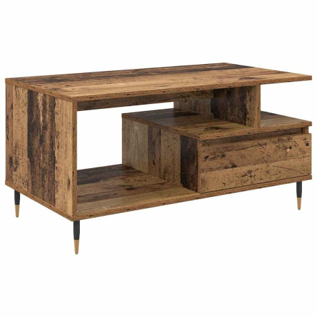 vidaXL Salontafel met lade Oudhout 90 x 49 x 45 cm Bewerkt hout afbeelding2 - 1