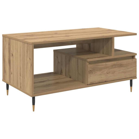 vidaXL Salontafel met lade Artisan Eiken 90 x 49 x 45 cm Bewerkt hout afbeelding2 - 1