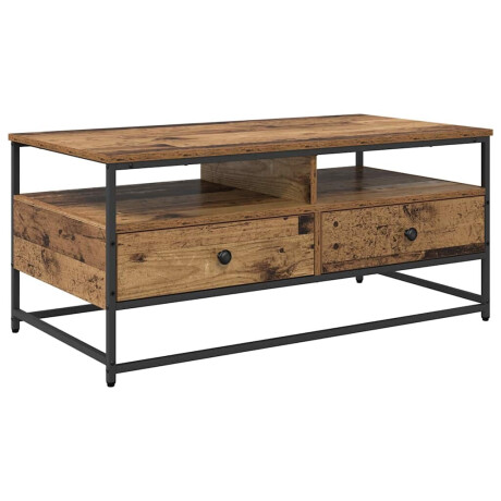 vidaXL Salontafel met lade Oud hout 100 x 51 x 45 cm Bewerkt hout afbeelding2 - 1