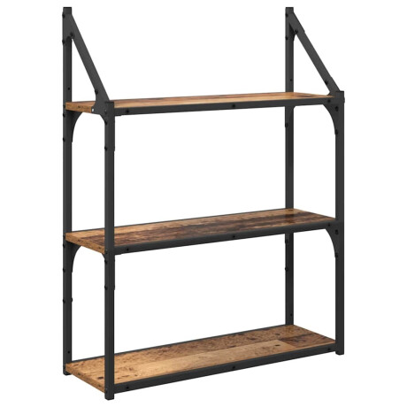 vidaXL Wandplank met plank Oud Hout 60 x 21 x 78,5 cm Bewerkt hout afbeelding2 - 1