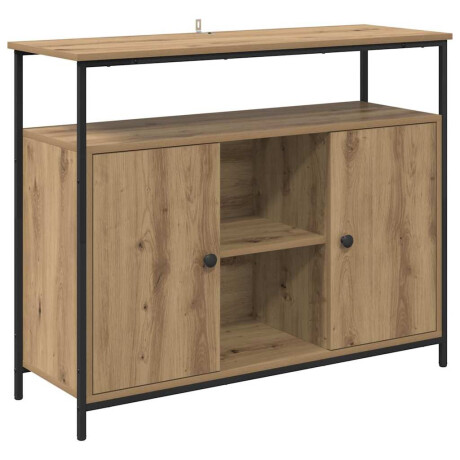 vidaXL Dressoir Artisan Eiken 100 x 35 x 80 cm Bewerkt hout afbeelding2 - 1