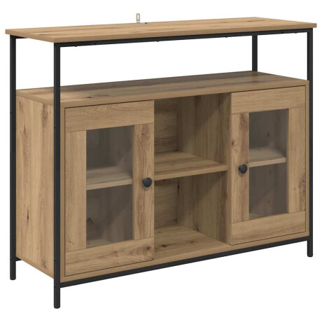 vidaXL Dressoir Artisan Eiken 100 x 35 x 80 cm Bewerkt hout afbeelding2 - 1