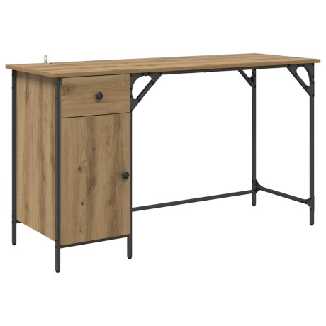 vidaXL Computerbureau Artisan Eiken 131 x 48 x 75 cm Bewerkt hout afbeelding2 - 1