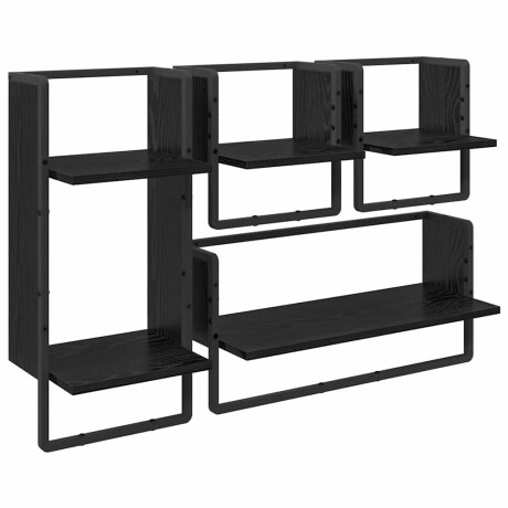 vidaXL Wandplankenset 4 pcs Zwart Eiken 65 x 25 x 30 cm Bewerkt hout afbeelding2 - 1