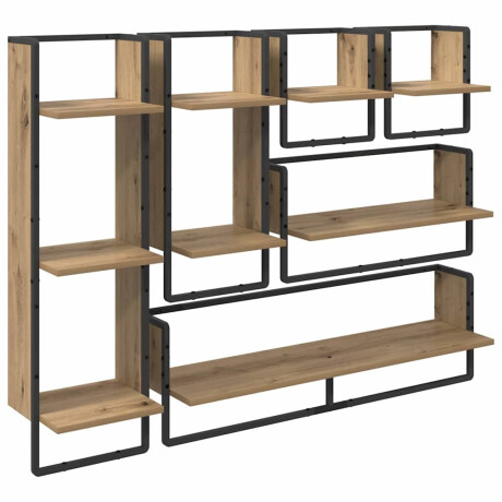 vidaXL Wandplankenset met plank 6 pcs Artisan Eiken 100 x 25 x 30 cm afbeelding2 - 1