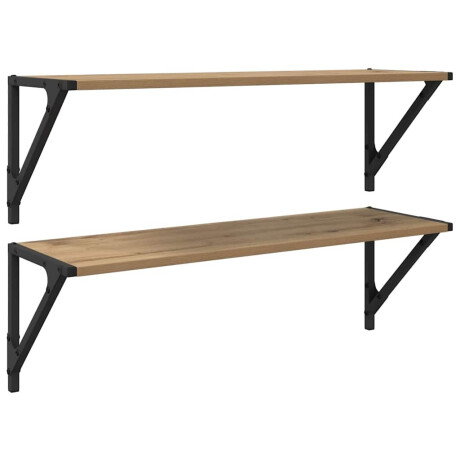 vidaXL Wandplanken 2 pcs Artisan Eiken 80 x 25 x 25,5 cm Bewerkt hout afbeelding2 - 1
