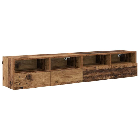 vidaXL TV Wandkasten 2 pcs Oud Hout 80 x 30 x 30 cm Bewerkt hout afbeelding2 - 1