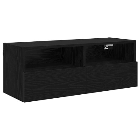 vidaXL TV Wandkast Zwart Eiken 80 x 30 x 30 cm Bewerkt hout afbeelding2 - 1