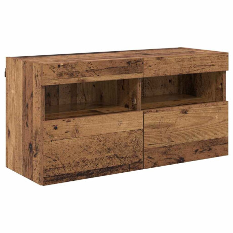 vidaXL TV Wandkast met LED Oud Hout 80 x 30 x 40 cm Bewerkt hout afbeelding2 - 1