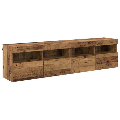vidaXL TV Wandkasten 2 pcs Oud Hout 80 x 30 x 40 cm Bewerkt hout afbeelding2 - 1