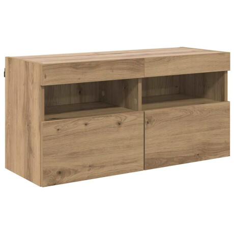 vidaXL TV Wandkast met LED Artisan Eiken 80 x 30 x 40 cm Bewerkt hout afbeelding2 - 1