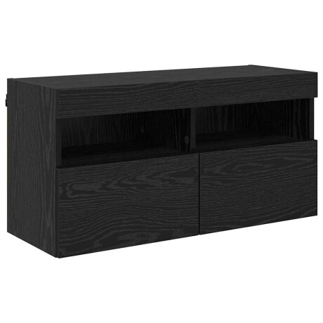 vidaXL TV Wandkast met LED Zwart Eiken 80 x 30 x 40 cm Bewerkt hout afbeelding2 - 1