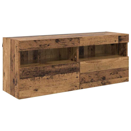 vidaXL TV Wandkast met LED Oud Hout 100 x 30 x 40 cm Bewerkt hout afbeelding2 - 1
