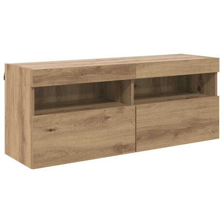 vidaXL TV Wandkast met LED Artisan Eiken 100 x 30 x 40 cm Bewerkt hout afbeelding2 - 1
